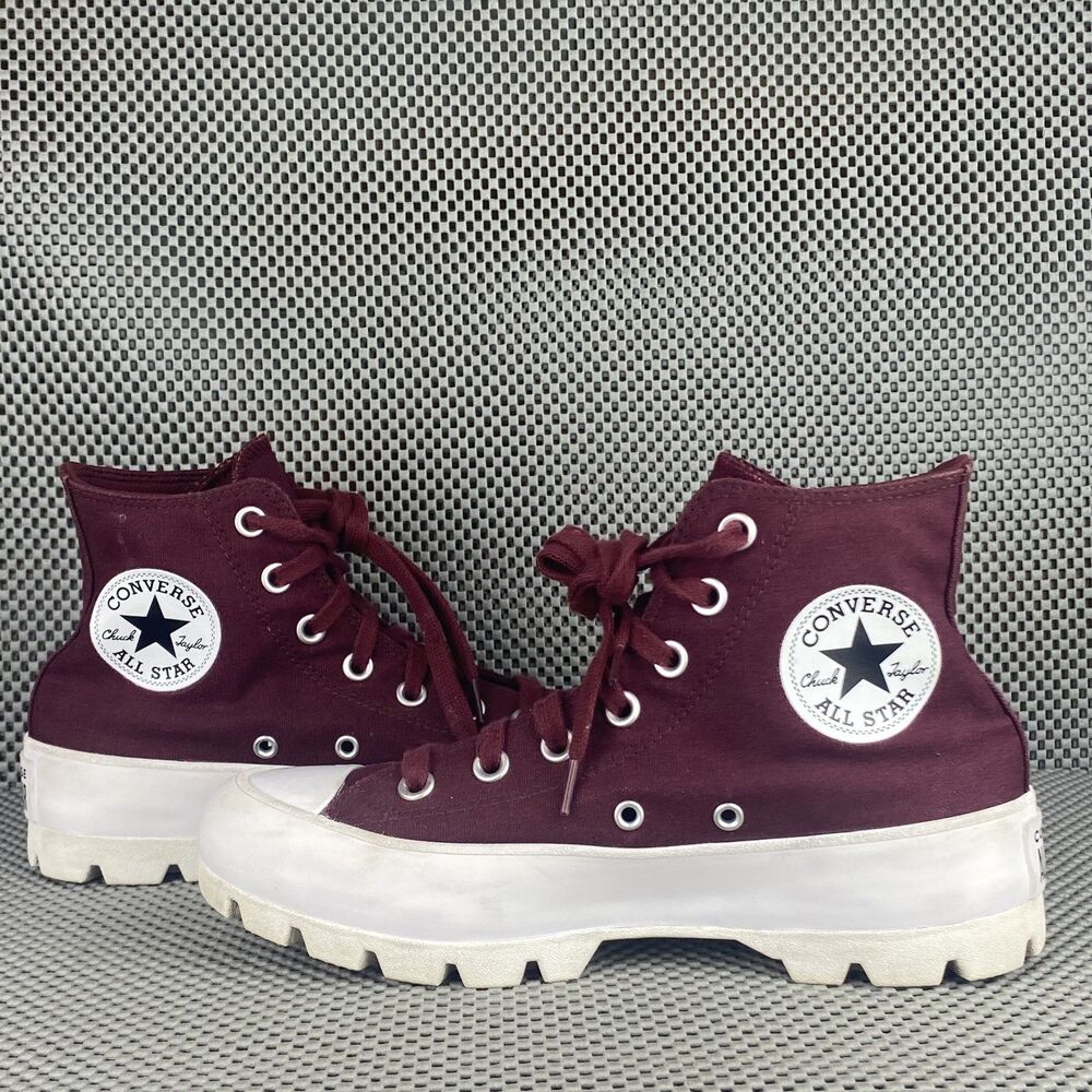 Converse Chuck Taylor All Star Sneakers Womens 6.5 Red Lugged Hi Top Lace Up - Picture 4 of 11